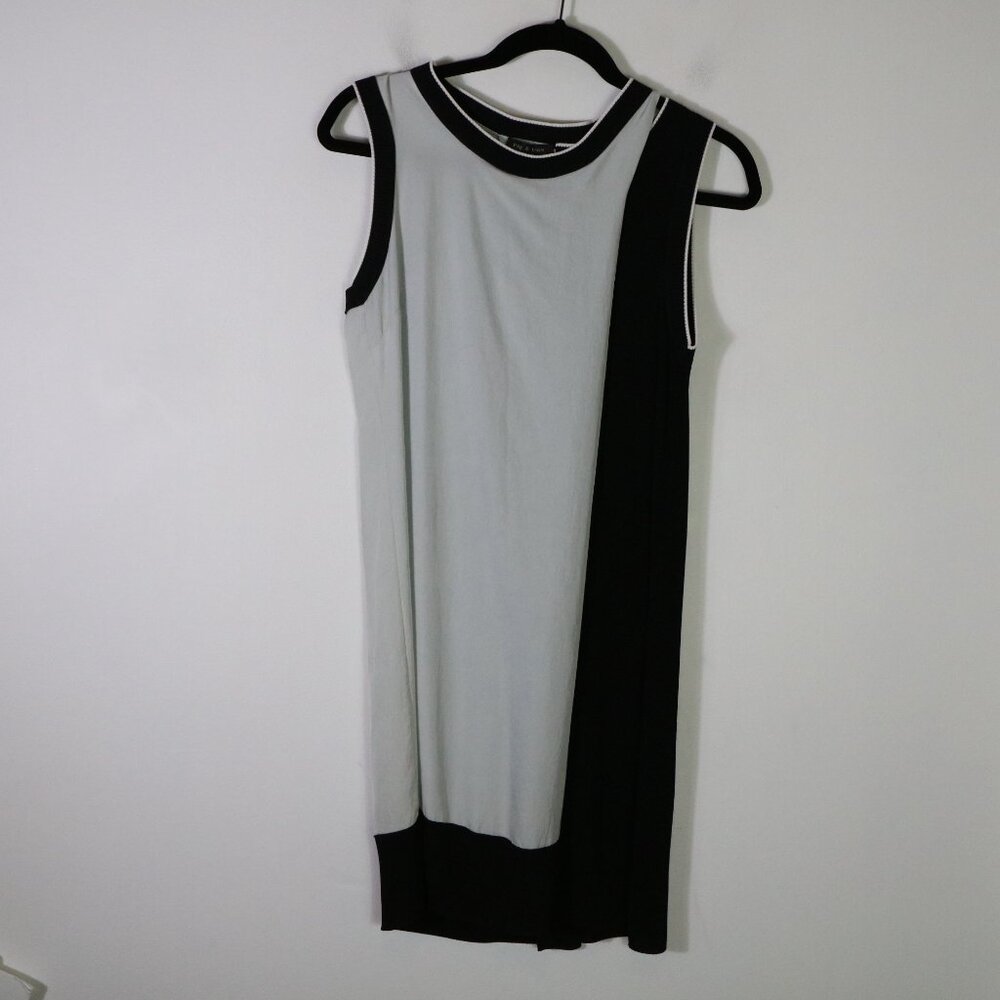 Rag & Bone Tank Shift Asymmetric Dress Size XS Sleeveless Crew Neck Gray Black